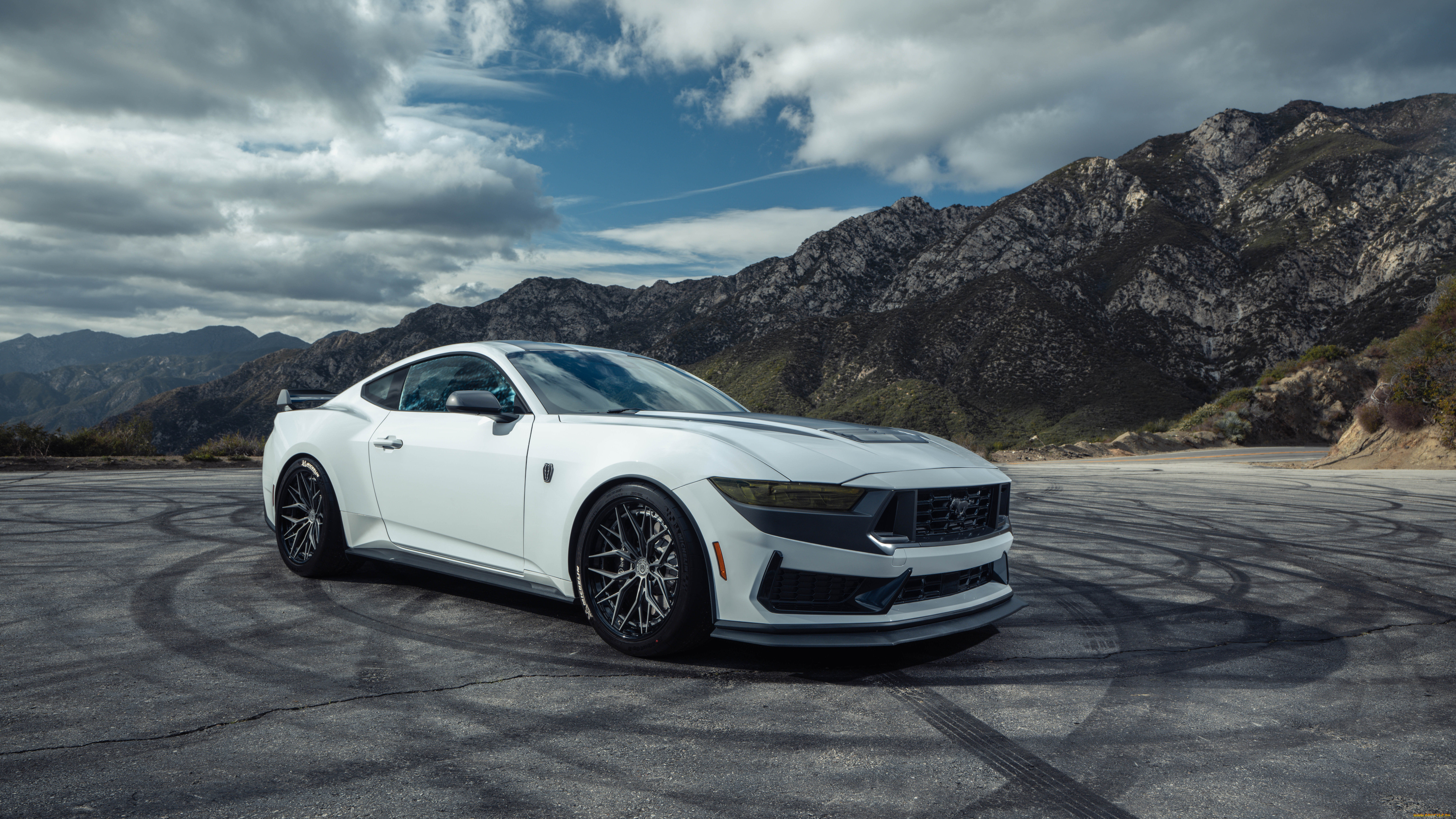 ford mustang, , mustang, ford, clouds, front, mountain, white